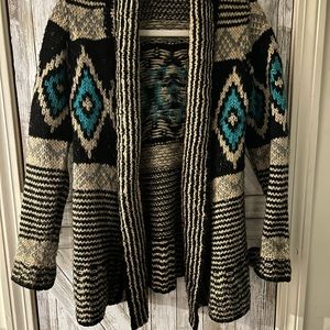 Pink Republic Sweater Tan & Teal sz M